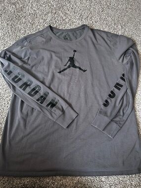 Jordan Women’s Long Sleeve Crew Tee - Gray with Black Logo